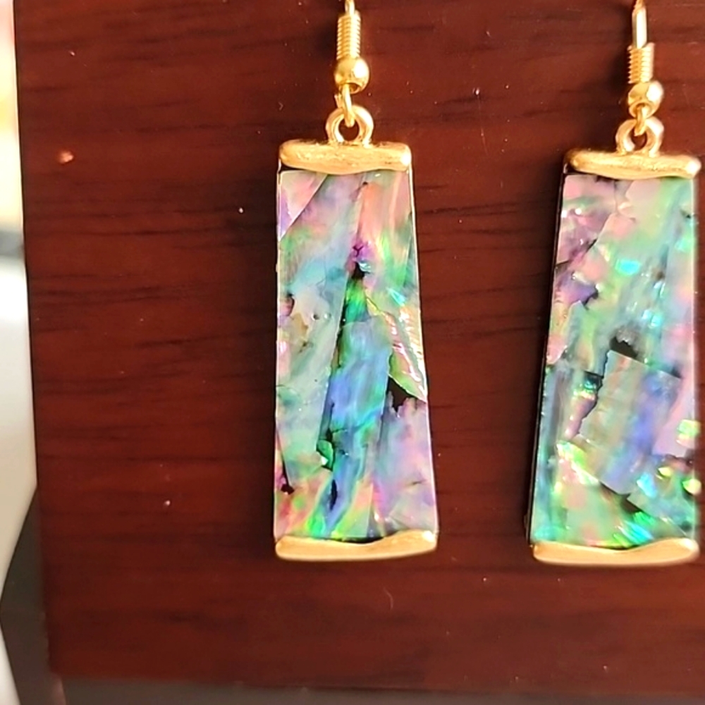 BOHO MULTICOLOR Acrylic GOLD Abalone Shell - Picture 2 of 4